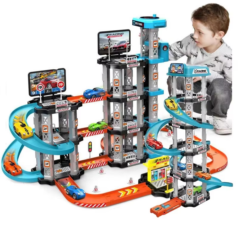 Hot Wheels Car Track Sets - ของเล่นสนามแข่งรถพร้อมทางลาด ของเล่นสนามแข่งรถสำหรับเด็ก ของเล่นสนามแข่งรถแบบยิงต่อเนื่อง ของเล่นสนามแข่งรถสำหรับเด็ก ชุดสร้างที่จอดรถ สถานีบริการน้ำมัน