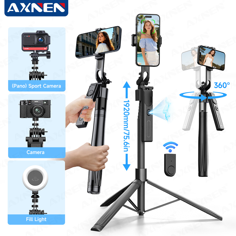 Pop Display Shelf - ไม้เซลฟี่พร้อมระบบติดตามอัตโนมัติด้วย AI ขาตั้งโทรศัพท์มือถือ ขาตั้งแบบป๊อปอัพเพียงคลิกเดียว ขยายได้ถึง 75.59