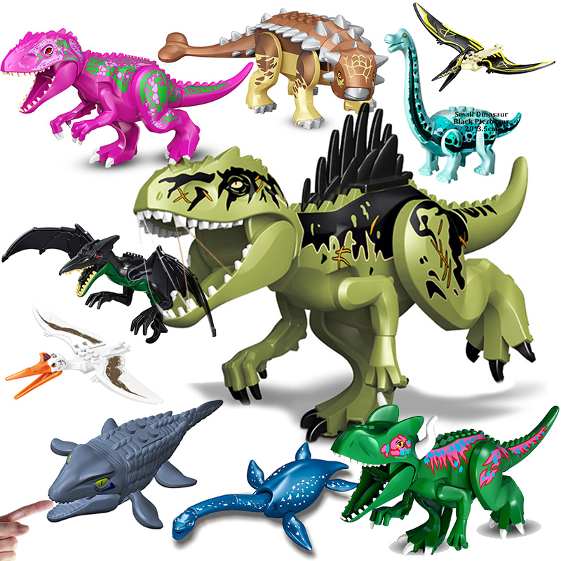 Lego Minifigure Holder - Jurassic ไดโนเสาร์ World Brutal Raptor T-Rex